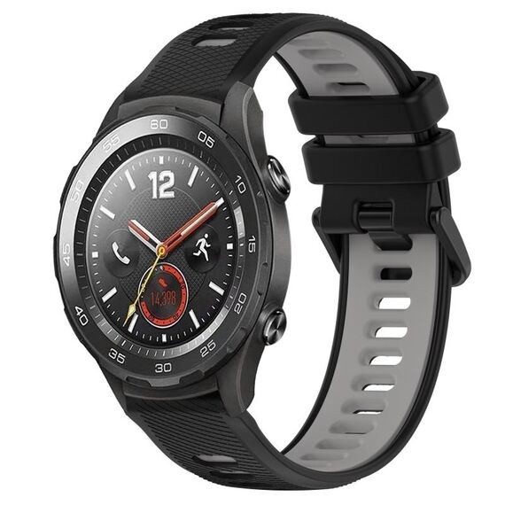 Per Huawei Watch 2 Cinturino sportivo in silicone bicolore da 20 mm (nero + grigio)
