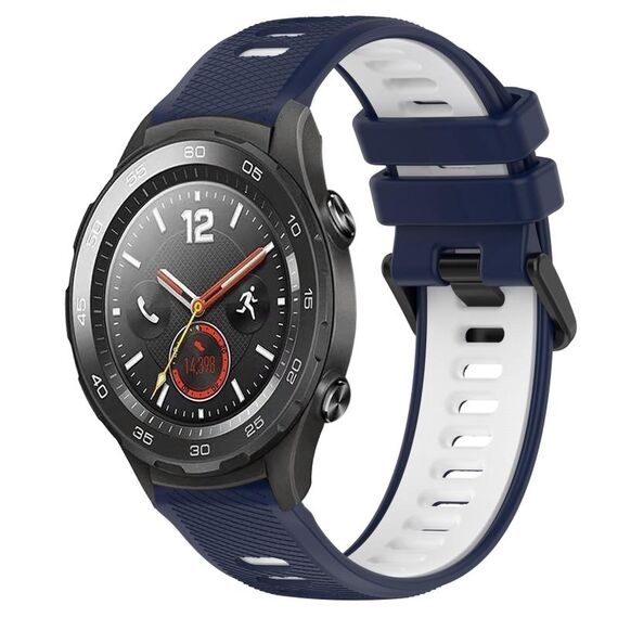 Per Huawei Watch 2 Cinturino sportivo in silicone bicolore da 20 mm (blu notte + bianco)