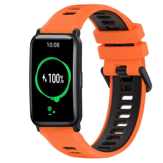 For Honor Watch ES 20mm Cinturino sportivo in silicone bicolore (arancione + nero)