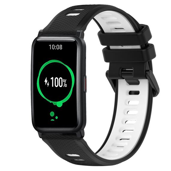 For Honor Watch ES 20mm Cinturino sportivo in silicone bicolore (nero + bianco)
