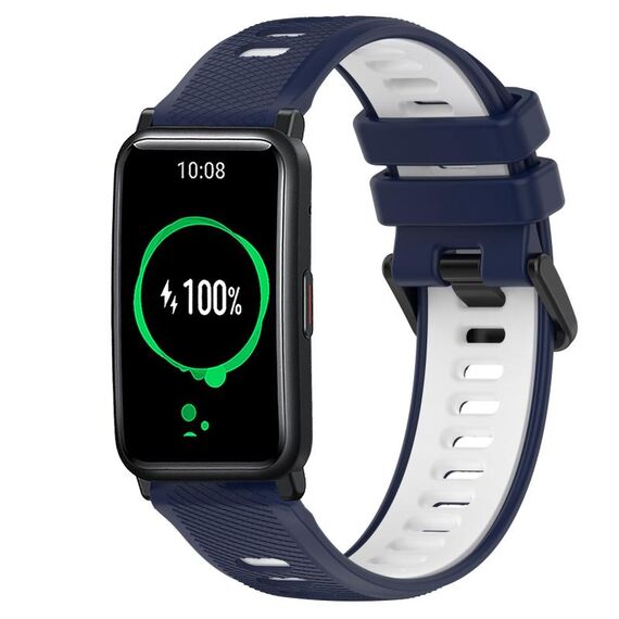For Honor Watch ES 20mm Cinturino sportivo in silicone bicolore (blu notte + bianco)