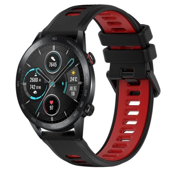 Per Honor Magic Watch2 42mm 20mm Cinturino sportivo in silicone bicolore (nero + rosso)