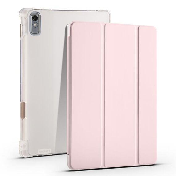 Per Lenovo Pad Plus 2023 Custodia per tablet in pelle TPU trasparente pieghevole da 11,5 pollici con slot per penna (rosa)