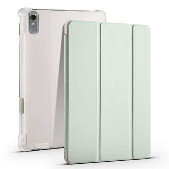 Per Lenovo Pad Plus 2023 Custodia per tablet in pelle TPU trasparente pieghevole da 11,5 pollici con slot per penna (verde chiaro)