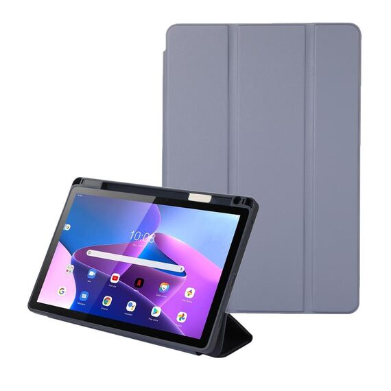 Per Lenovo Tab M10 Plus 10.6 3rd Gen 2022 Custodia per tablet pieghevole in pelle tinta unita a 3 pieghe (grigio lavanda)
