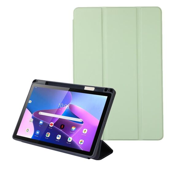 Per Lenovo Tab M10 Plus 10.6 3rd Gen 2022 Custodia per tablet pieghevole in pelle a 3 pieghe tinta unita (verde Matcha)