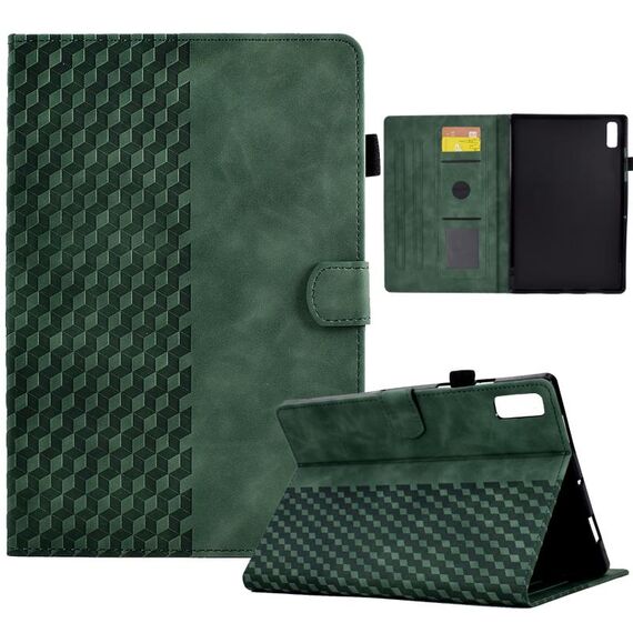 Custodia per tablet in pelle goffrata rombo per Lenovo Tab M9 (verde)