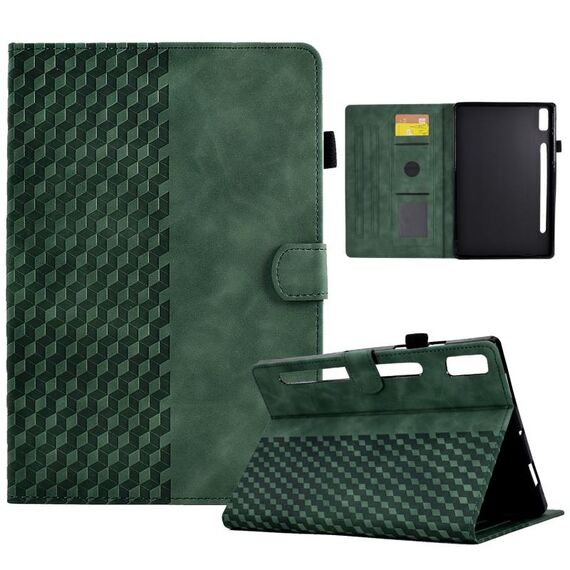 Custodia per tablet in pelle goffrata rombo per Lenovo Tab P11 Pro Gen 2 (verde)