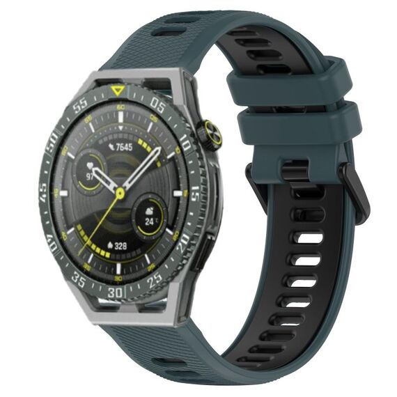 Per Huawei Watch GT3 SE 22mm Cinturino sportivo in silicone bicolore (verde oliva + nero)