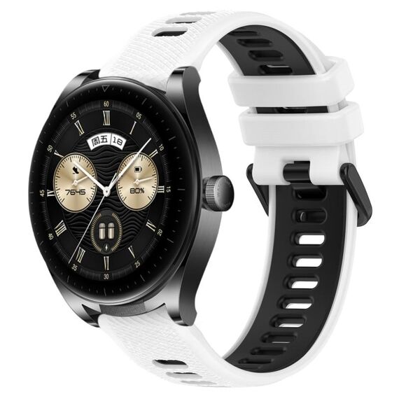 Per Huawei Watch Buds 22mm Cinturino sportivo in silicone bicolore (bianco + nero)