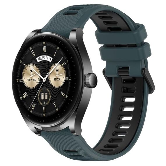 Per Huawei Watch Buds 22mm Cinturino sportivo in silicone bicolore (verde oliva + nero)