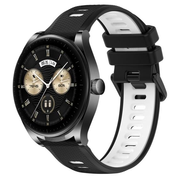 Per Huawei Watch Buds 22mm Cinturino sportivo in silicone bicolore (nero + bianco)