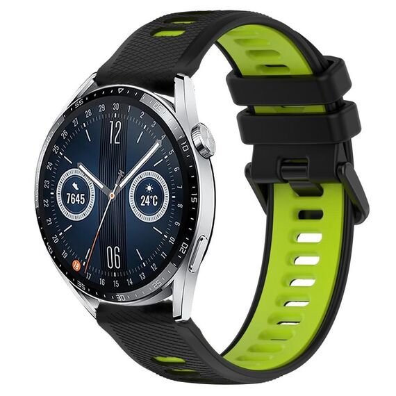 Per Huawei Watch GT3 46mm 22mm Cinturino sportivo in silicone bicolore (nero + verde)