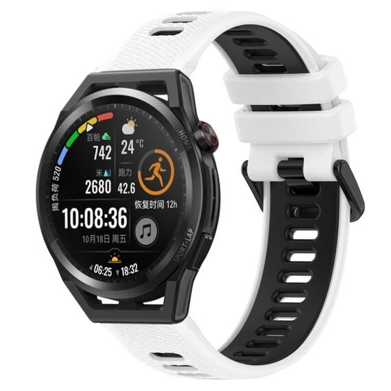 Per Huawei Watch GT Runner 22mm Cinturino sportivo in silicone bicolore (bianco + nero)