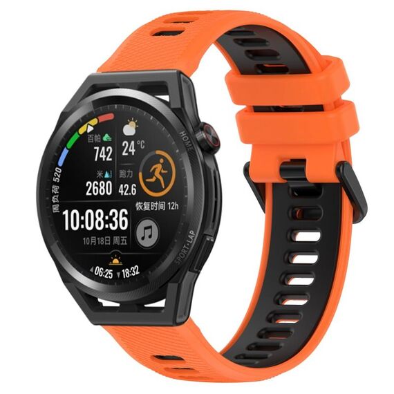 Per Huawei Watch GT Runner 22mm Cinturino sportivo in silicone bicolore (arancione + nero)