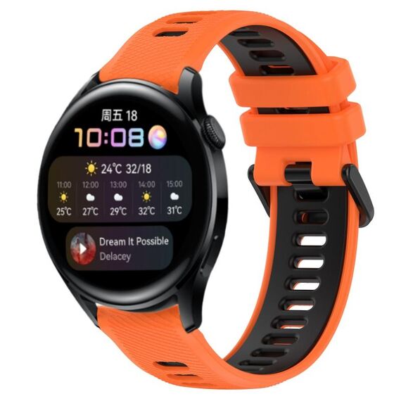 Per Huawei Watch 3 22mm Cinturino sportivo in silicone bicolore (arancione + nero)