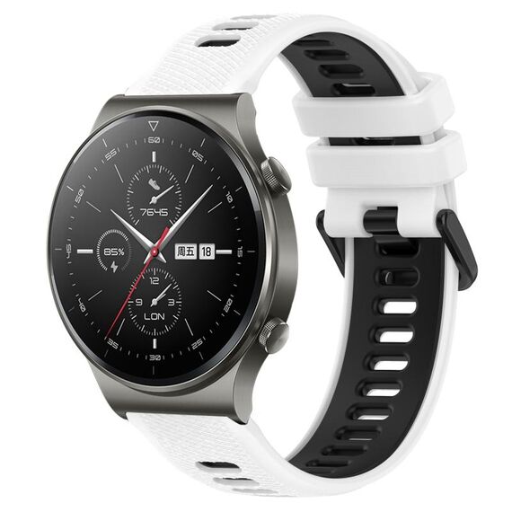 Per Huawei GT2 Pro 22mm Cinturino sportivo in silicone bicolore (bianco + nero)