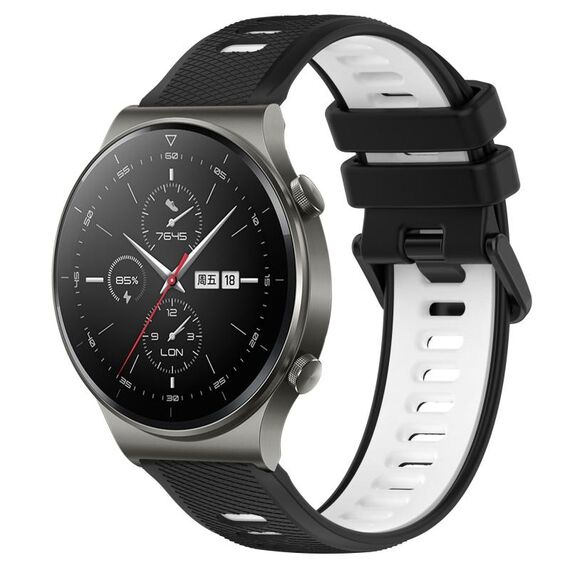 Per Huawei GT2 Pro 22mm Cinturino sportivo in silicone bicolore (nero + bianco)