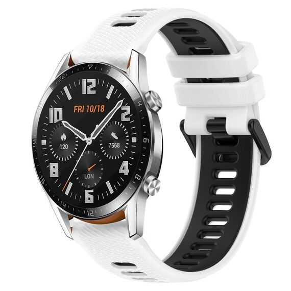Per Huawei GT2 46mm 22mm Cinturino sportivo in silicone bicolore (bianco + nero)