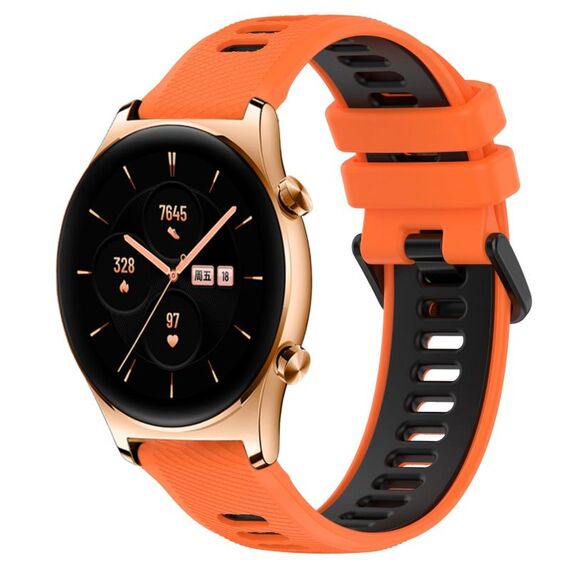 For Honor Watch GS 3 22mm Cinturino sportivo in silicone bicolore (arancione + nero)