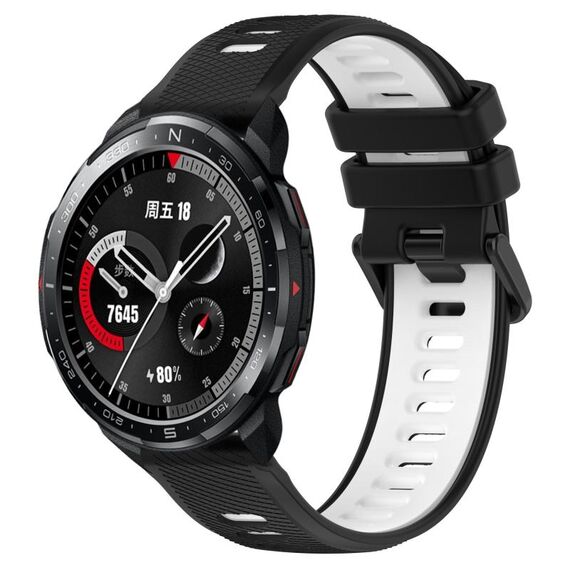For Honor Watch GS Pro 22mm Cinturino sportivo in silicone bicolore (nero + bianco)