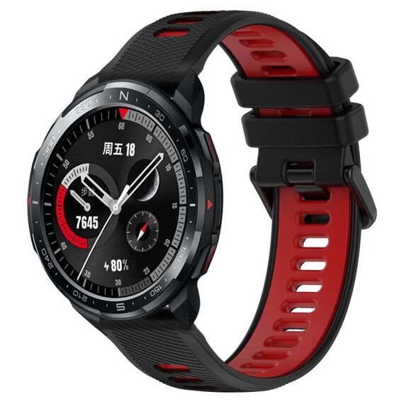 For Honor Watch GS Pro 22mm Cinturino sportivo in silicone bicolore (nero + rosso)