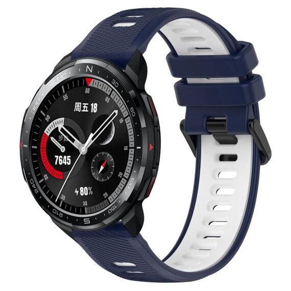 For Honor Watch GS Pro 22mm Cinturino sportivo in silicone bicolore (blu notte + bianco)