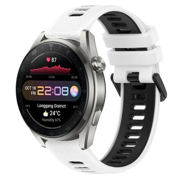 Per Huawei Watch 3 Pro Nuovo cinturino sportivo in silicone bicolore da 22 mm (bianco + nero)