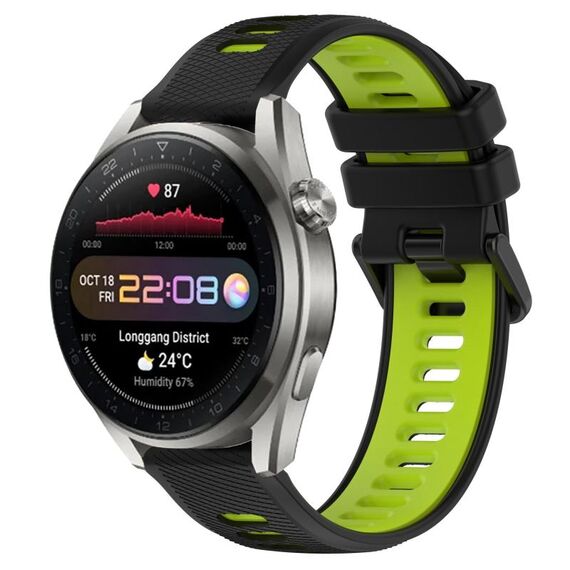 Per Huawei Watch 3 Pro Nuovo cinturino sportivo in silicone bicolore da 22 mm (nero + verde)