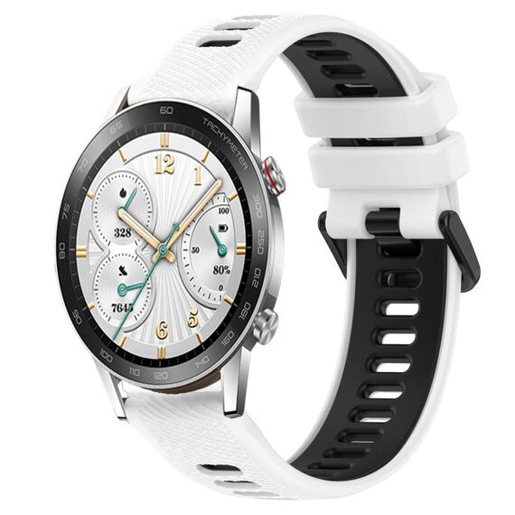 For Honor Watch GS 3i 22mm Cinturino sportivo in silicone bicolore (bianco + nero)