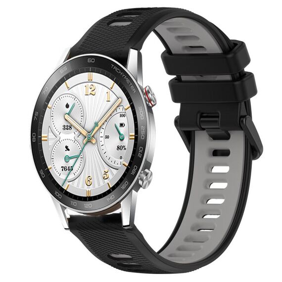 For Honor Watch GS 3i 22mm Cinturino sportivo in silicone bicolore (nero + grigio)