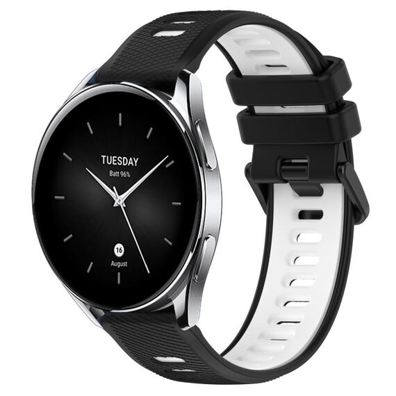Per Xiaomi Watch S2 46mm 22mm Cinturino sportivo in silicone bicolore (nero + bianco)
