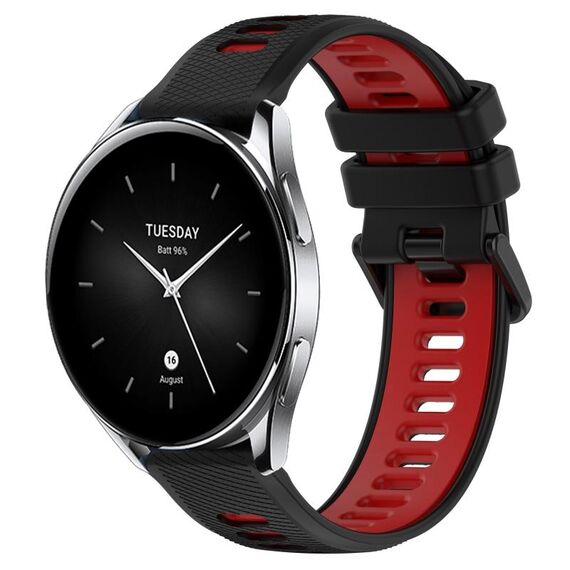 Per Xiaomi Watch S2 46mm 22mm Cinturino sportivo in silicone bicolore (nero + rosso)