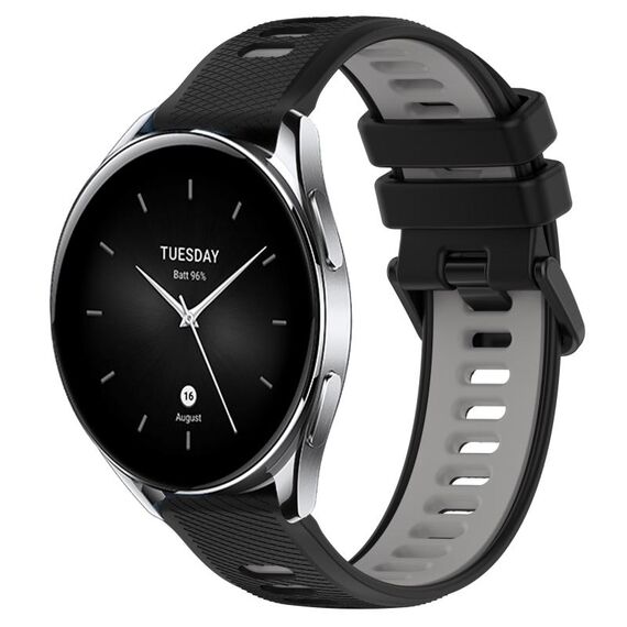 Per Xiaomi Watch S2 46mm 22mm Cinturino sportivo in silicone bicolore (nero + grigio)