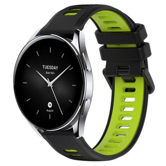 Per Xiaomi Watch S2 46mm 22mm Cinturino sportivo in silicone bicolore (nero + verde)