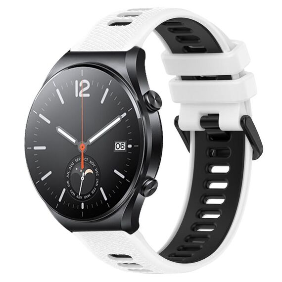 Per Xiaomi MI Watch S1 22mm Cinturino sportivo in silicone bicolore (bianco + nero)