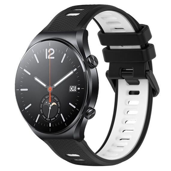 Per Xiaomi MI Watch S1 22mm Cinturino sportivo in silicone bicolore (nero + bianco)