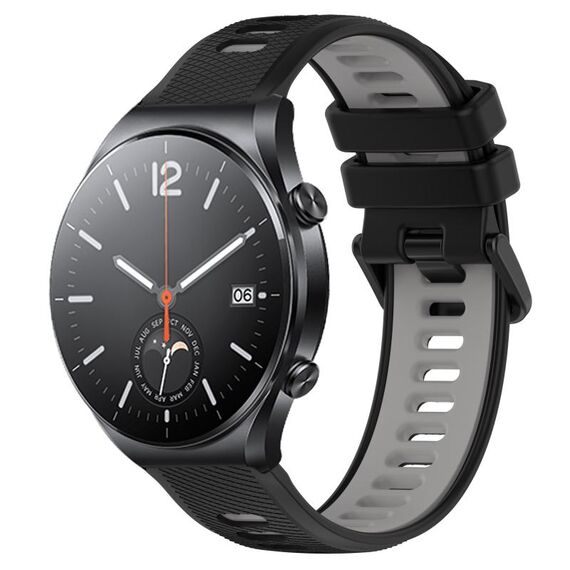 Per Xiaomi MI Watch S1 22mm Cinturino sportivo in silicone bicolore (nero + grigio)