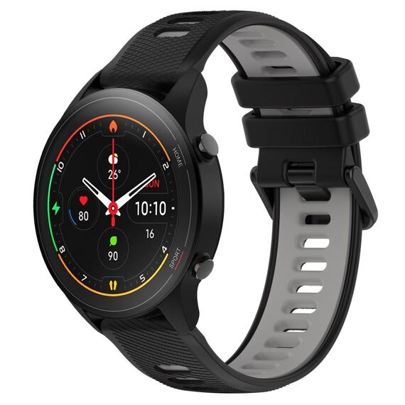 Per Xiaomi MI Watch S1 Pro 22mm Cinturino sportivo in silicone bicolore (nero + grigio)