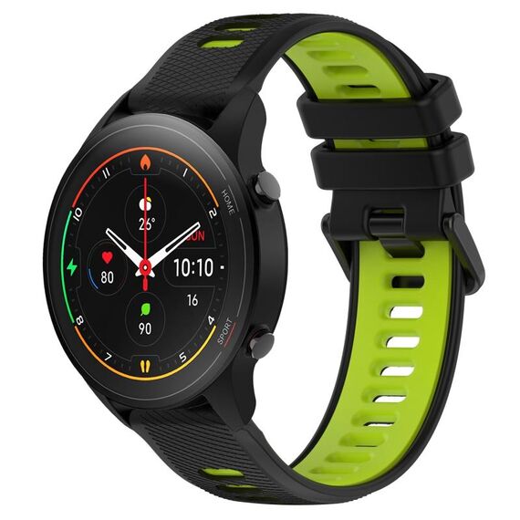 Per Xiaomi MI Watch S1 Pro 22mm Cinturino sportivo in silicone bicolore (nero + verde)