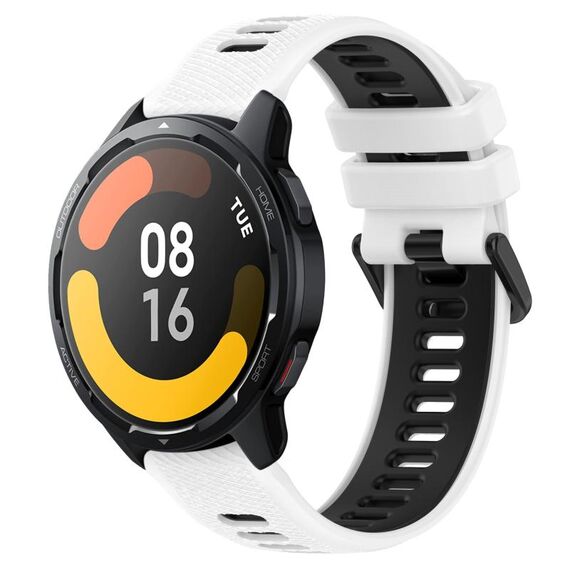 Per Xiaomi Watch S1 Active 22mm Cinturino sportivo in silicone bicolore (bianco + nero)
