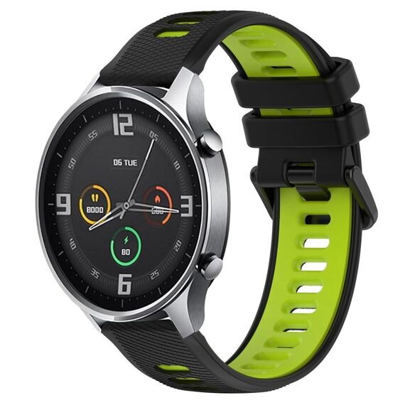 Per Xiaomi MI Watch Color 22mm Cinturino sportivo in silicone bicolore (nero + verde)