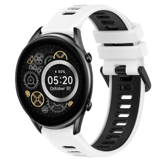 Per Xiaomi Haylou RT2 LS10 22mm Cinturino sportivo in silicone bicolore (bianco + nero)