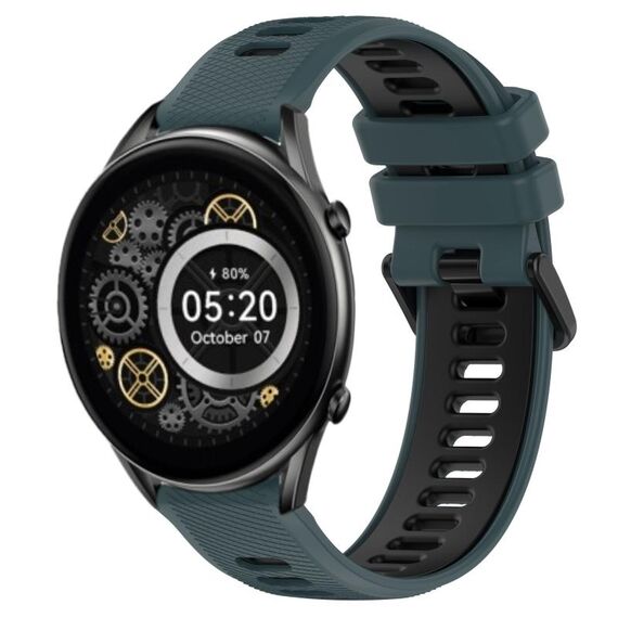 Per Xiaomi Haylou RT2 LS10 22mm Cinturino sportivo in silicone bicolore (verde oliva + nero)