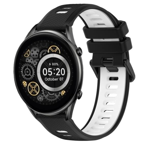 Per Xiaomi Haylou RT2 LS10 22mm Cinturino sportivo in silicone bicolore (nero + bianco)