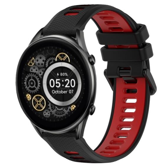 Per Xiaomi Haylou RT2 LS10 22mm Cinturino sportivo in silicone bicolore (nero + rosso)