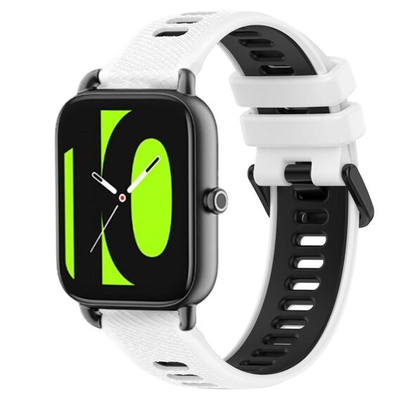 Per Xiaomi Haylou RS4 LS12 22mm Cinturino sportivo in silicone bicolore (bianco + nero)