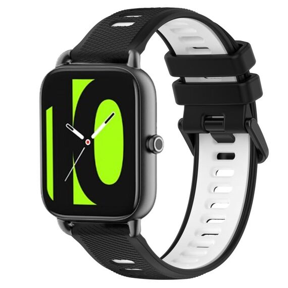 Per Xiaomi Haylou RS4 LS12 22mm Cinturino sportivo in silicone bicolore (nero + bianco)