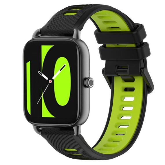 Per Xiaomi Haylou RS4 LS12 22mm Cinturino sportivo in silicone bicolore (nero + verde)