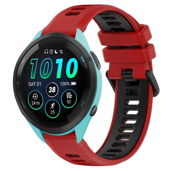 Per Garmin Forerunner 265 22mm Cinturino sportivo in silicone bicolore (rosso + nero)